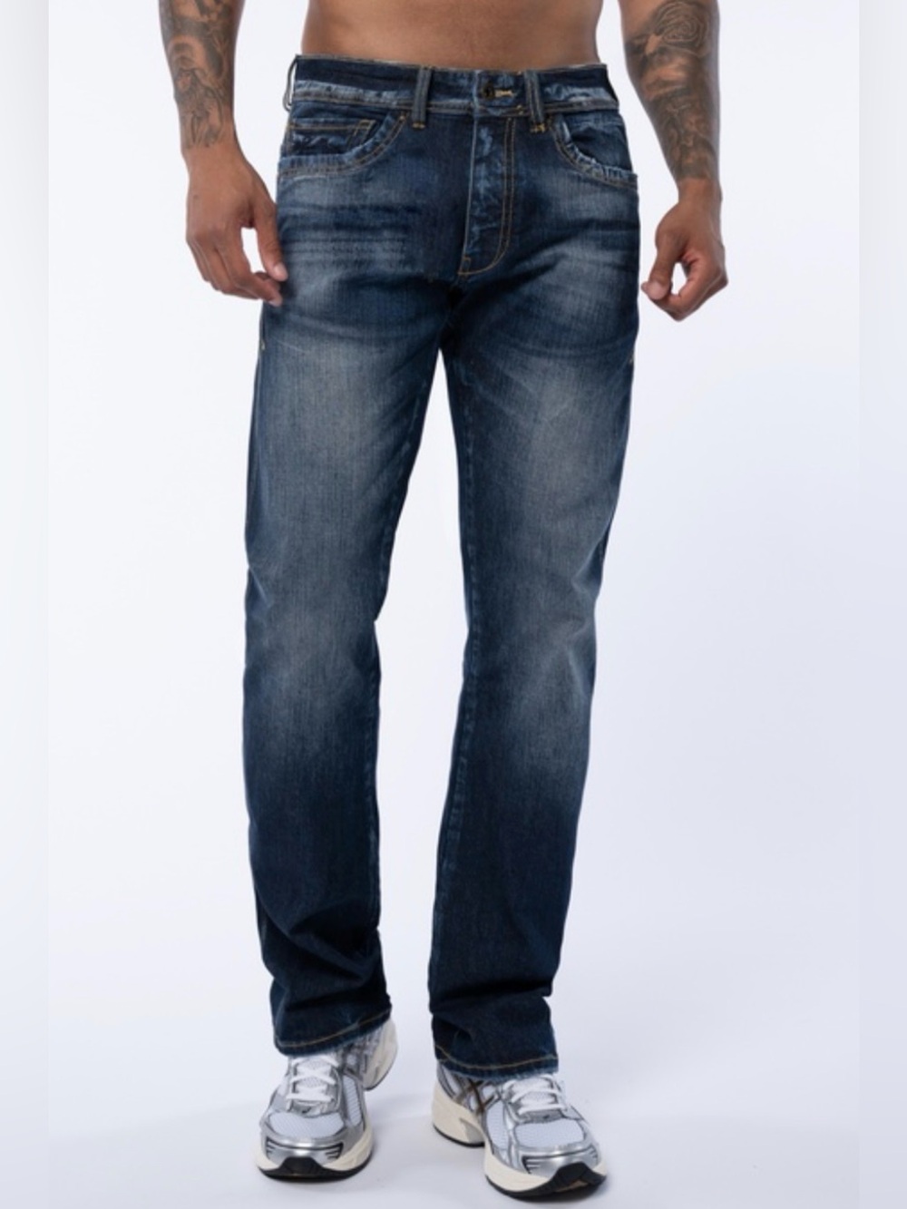 Parasuco Men's Medium Rise Slim Fit Jeans - Dark Blue Wash